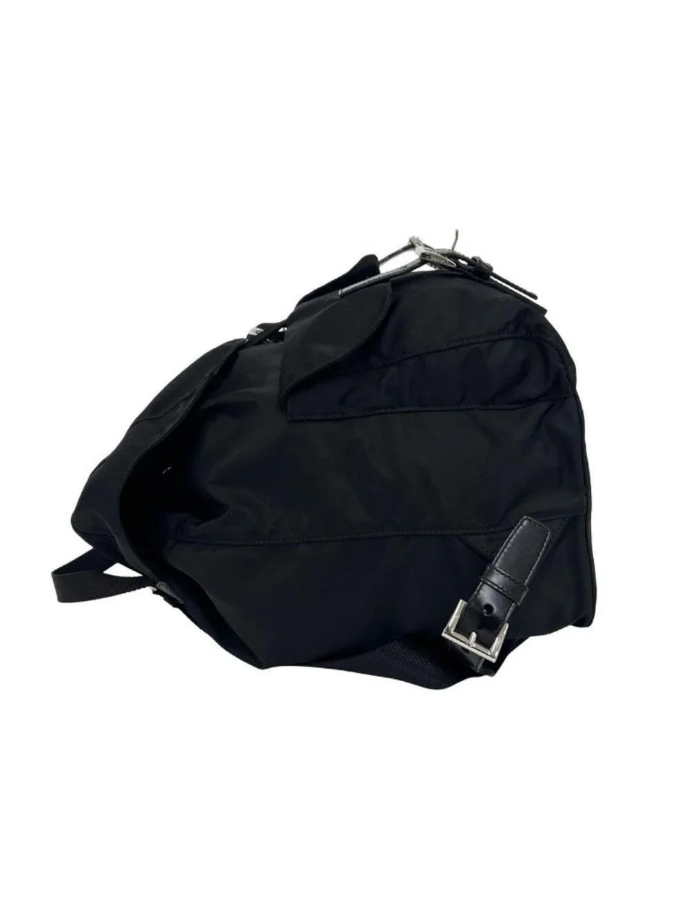 Prada Triangle Logo Tessuto Nylon Leather Backpack Black
